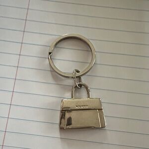 Rosetti Keychain Silvertone Metal Purse  Shaped Keyring Designer Logo KeyTag.